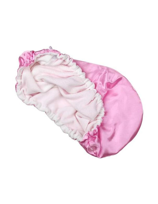Serviette à cheveux en satin rose très nécessaire Aria