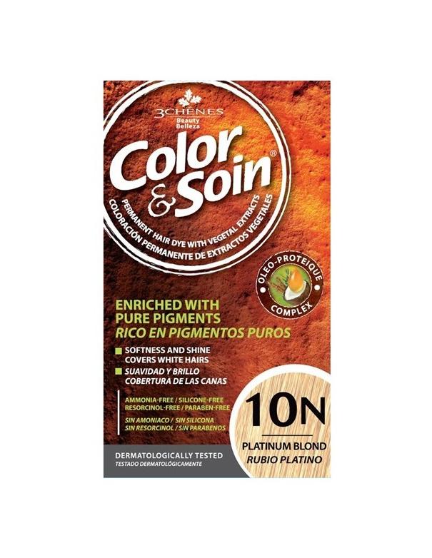 COLOR & SOIN Kit de coloration capillaire naturelle sans ammoniaque - Blond Platine 10N