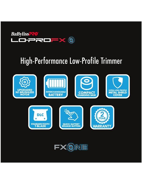 BabylissPro Fxone Lo-profx High Performance Low-profile Trimmer Silver
