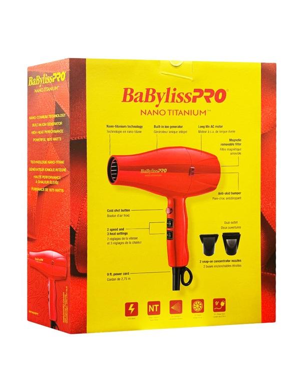 Sèche-cheveux ionique BabylissPro Nano Titanium Rouge