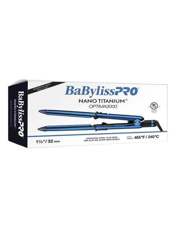 Fer à lisser BabylissPro Nano Titanium Optima en acier inoxydable Bleu nuit 1-1-4