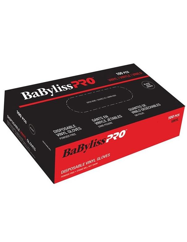BabylissPro Disposable Vinyl Gloves Medium Black