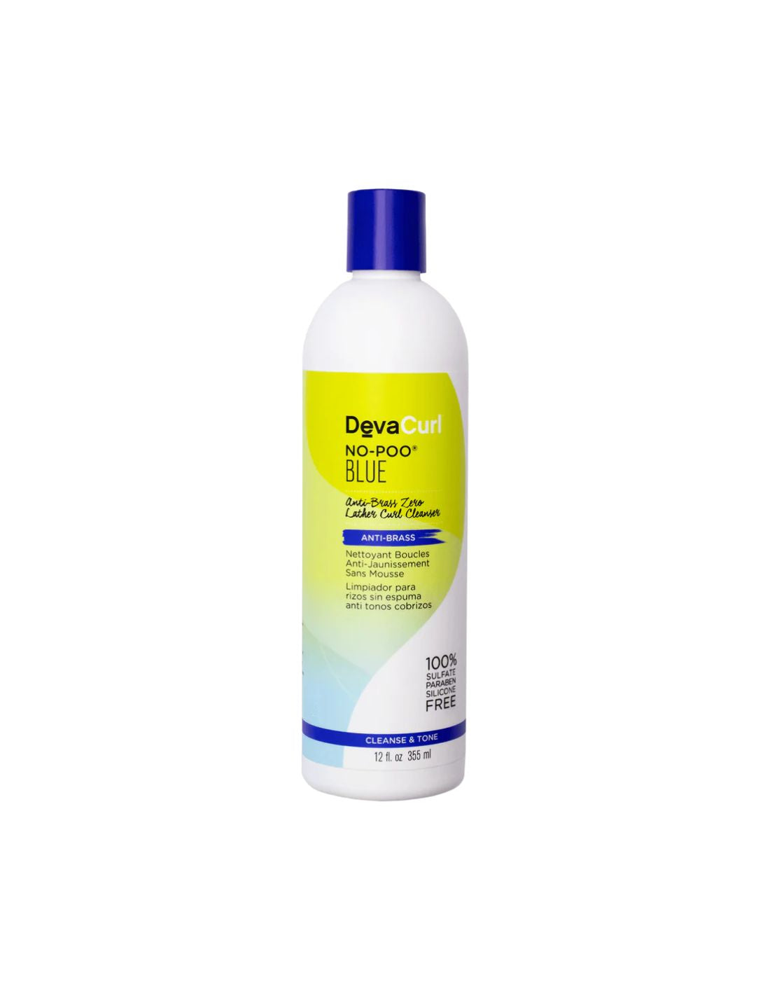 Nettoyant boucles DevaCurl No-Poo Blue Anti-Brass Zero Lather - 355 ml