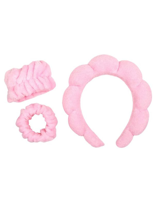 Relaxus Spa Headband and Wristband Set Pink
