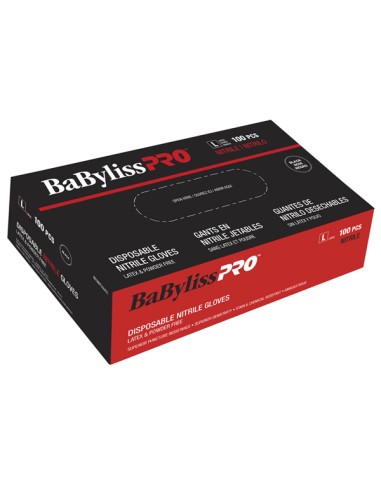 BabylissPro Disposable Nitrile Gloves Large Black