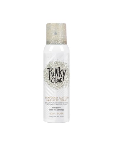 Punky Colour Temporary Glitter Hair & Body Spray Gold/Silver - 100g