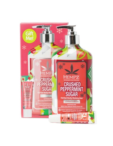 Hempz Crushed Peppermint Sugar Herbal Body Moisturizer + Lip Balm Gift Set