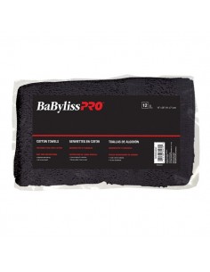 BabylissPro Black Cotton BleachProof Towels - 12 count