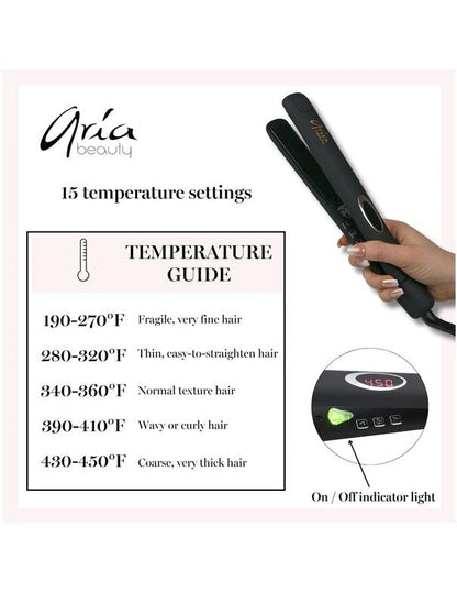 Lisseur à cheveux infrarouge en céramique Aria Noir 1