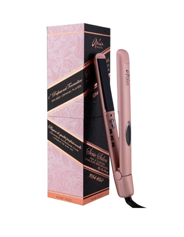 Aria Infrared Ceramic Hair Straightener Rose Gold  1"