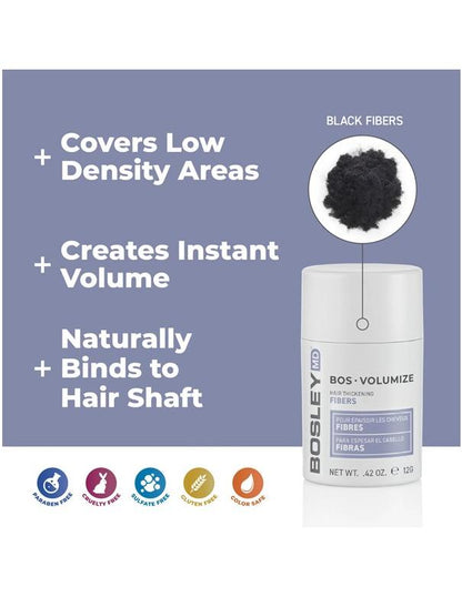 Bosley BosVolumize Hair Thickening Fibers Black - 12g