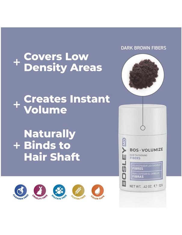 Bosley BosVolumize Hair Thickening Fibers Dark Brown - 12g