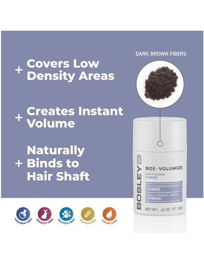 Bosley BosVolumize Hair Thickening Fibers Dark Brown - 12g