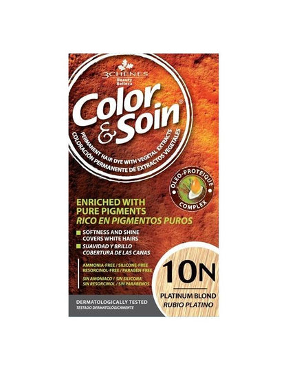 COLOR & SOIN Natural Ammonia Free Hair Color Kit - 10N Platinium Blond