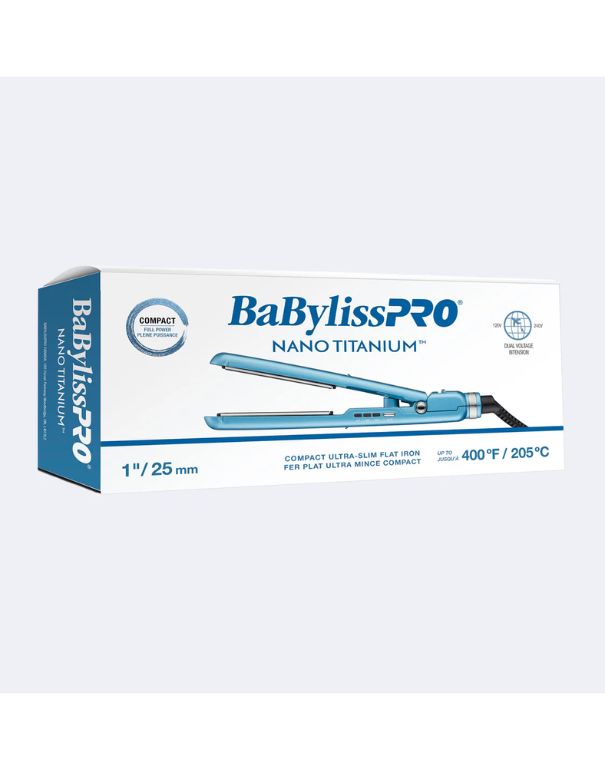 BaBylissPRO Nano Titanium COMPACT ULTRA-SLIM FLAT IRON 1"