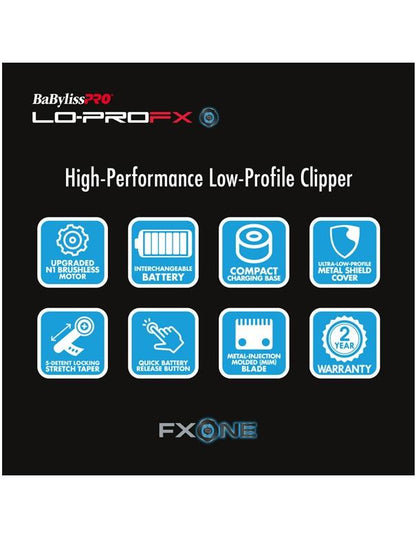 BabylissPro Fxone Lo-profx High Performance Low-profile Clipper Silver