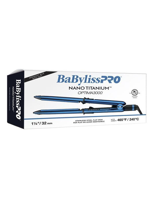 Fer à lisser BabylissPro Nano Titanium Optima en acier inoxydable Bleu nuit 1-1-4