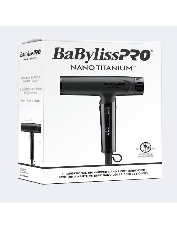 Sèche-cheveux BaBylissPRO Nano Titanium haute vitesse Nano Light (noir mat)