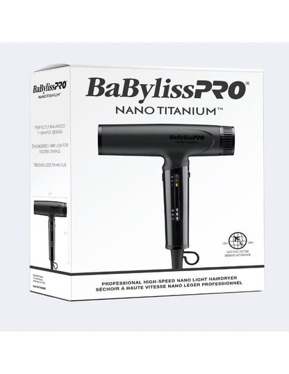 Sèche-cheveux BaBylissPRO Nano Titanium haute vitesse Nano Light (noir mat)
