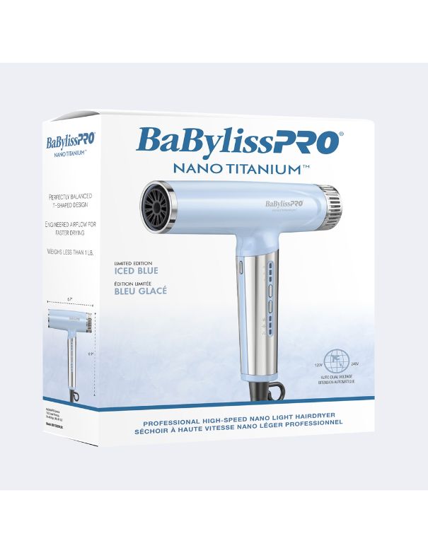 BaBylissPRO Nano Titanium High-Speed Nano Light Hairdryer (Iced Blue - Limited Edition)