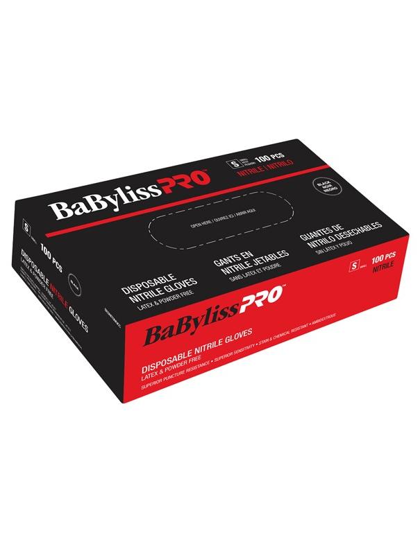 BabylissPro Disposable Nitrile Gloves Black Small