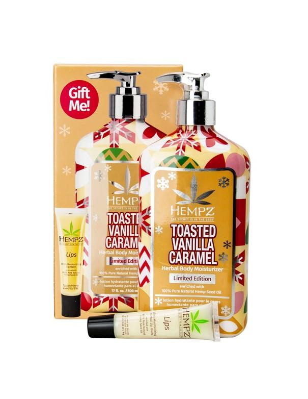 Hempz Toasted Vanilla Caramel Body Moisturizer Lip Balm Gift Set