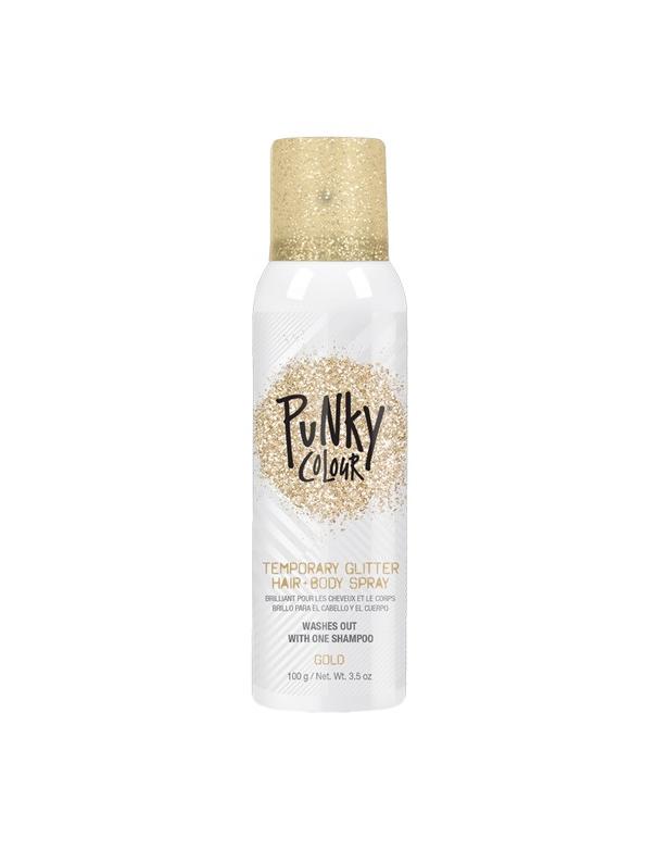 Spray pailleté temporaire pour cheveux et corps Punky Colour, doré - 100 g