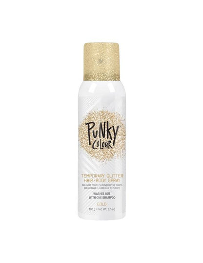 Spray pailleté temporaire pour cheveux et corps Punky Colour, doré - 100 g