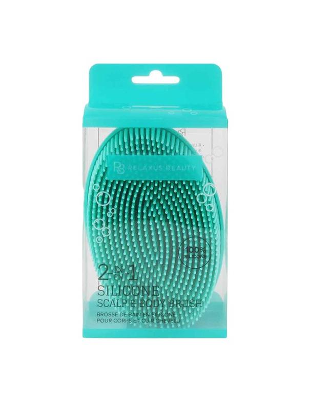 Brosse 2 en 1 en silicone pour le cuir chevelu et le corps Relaxus Menthe