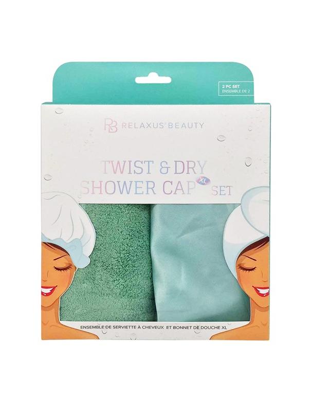 Ensemble serviette et bonnet de douche XL Relaxus Twist N' Dry Turquoise