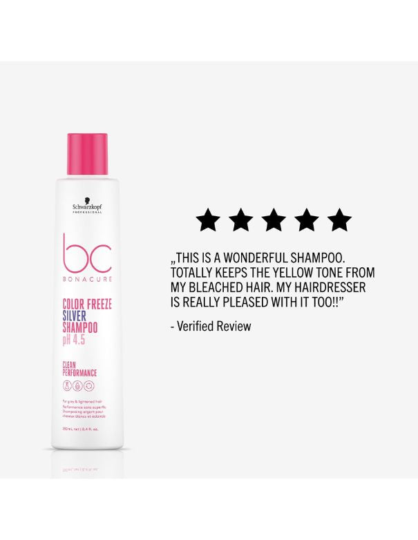 Shampoing micellaire argenté Color Freeze pH 4,5 de BC Bonacure - 1 L