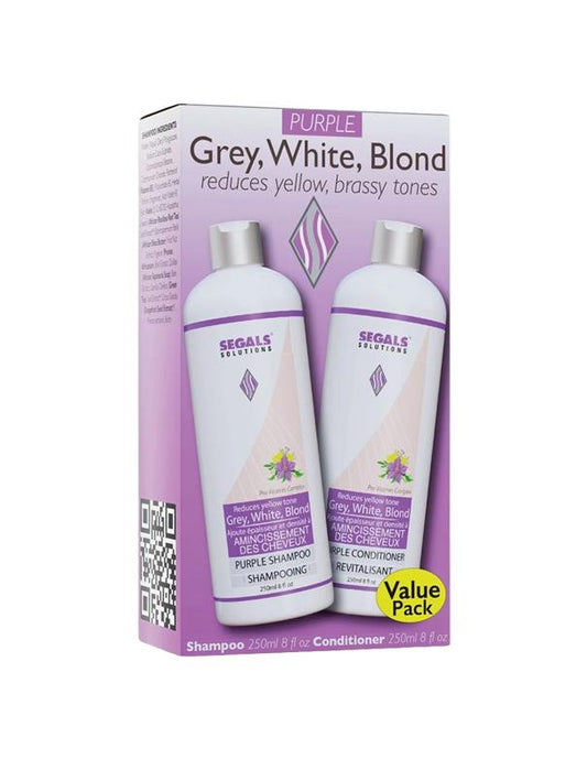 Duo violet cheveux blonds blancs et gris de Segals