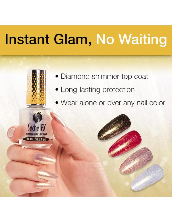 Top Coat Effet Diamant Seche FX Doré - 14 ml