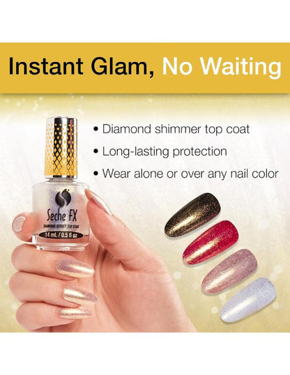 Top Coat Effet Diamant Seche FX Doré - 14 ml