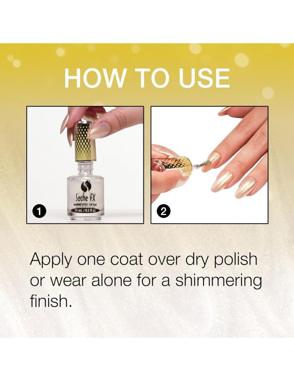 Top Coat Effet Diamant Seche FX Doré - 14 ml