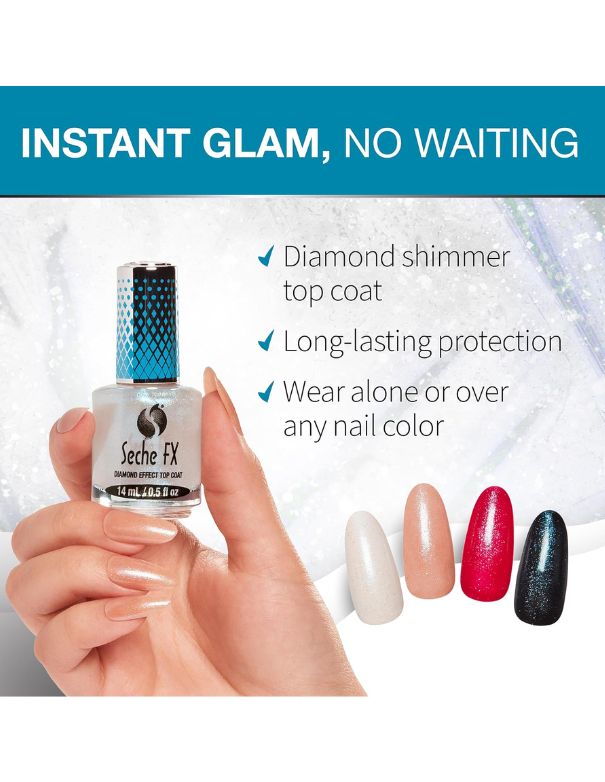 Top Coat Effet Diamant Seche FX Bleu - 14 ml